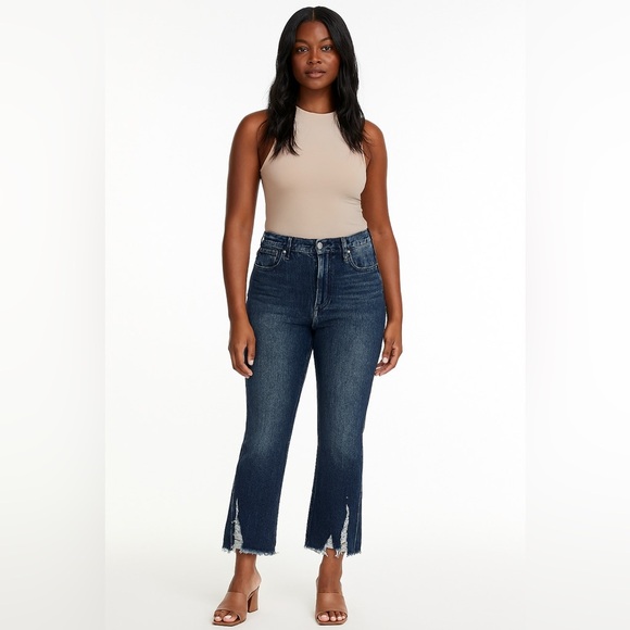 FRAME Le Crop Flare Distressed Jeans Clover Hill Raw Hem size 28 - Picture 1 of 6